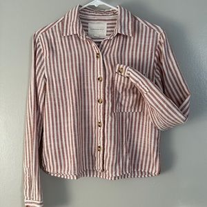 Womens Aeropostale Cropped Button Down Striped Top Size XS